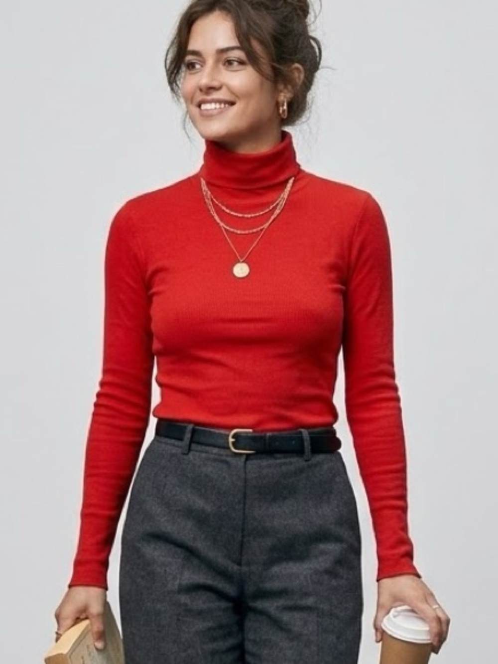Aerie Red Ribbed Long Sleeve Turtleneck Bodysuit Size M Thong Snap Crotch